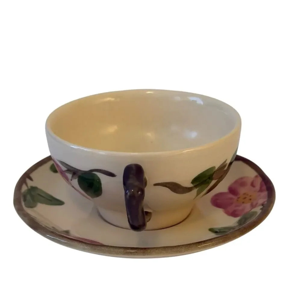 Franciscan Earthenware Desert Rose Set of 2 Tea Cups & Saucers USA